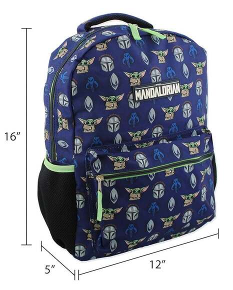 Star Wars The Mandalorian Grogu Baby Yoda Backpack Navy Blue 16 Kids School Bag - Picture 1 of 6
